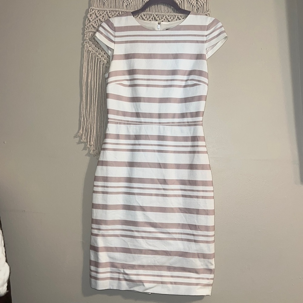 J. Crew Blush Pink and Ivory Striped Cap Sleeve Dress Size 0